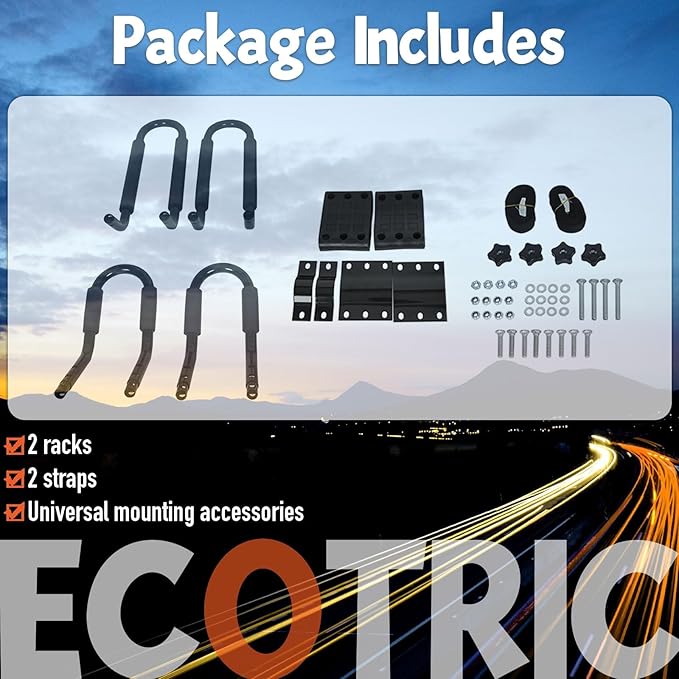 ECOTRIC Universal Kayak Roof Rack J-Bar Rack HD Kayak Carrier Holder Canoe Boat Surf Ski Board Roof Top Mounted on Crossbar for Car SUV Truck - Set of 2