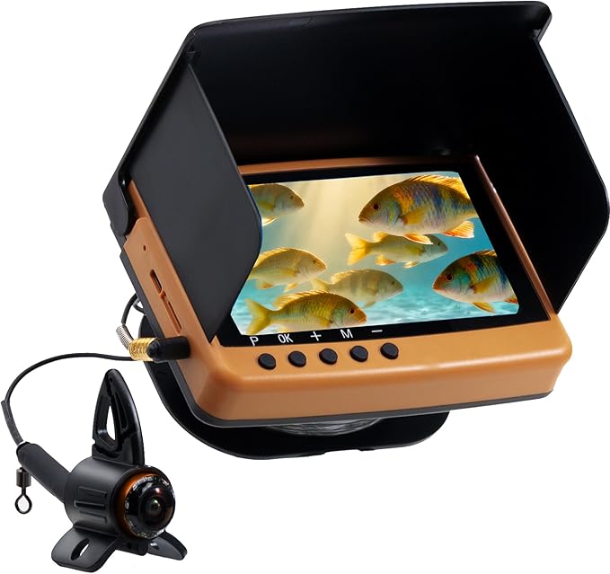 IP68防水水中釣りカメラ（モニター付き） | ナイトビジョン・深度計付きオールインワンポータブル魚群探知機 | 氷上、湖、海、カヤック、ボート用