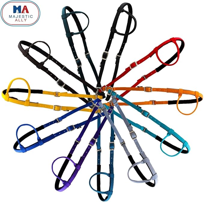 Majestic Ally Nylon Padded Sliding Single Ear Headstall for Horses- Set of 2 - Multiple Colors