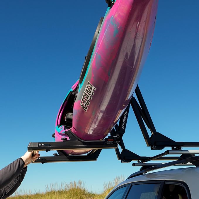 TOOENJOY Heavy-Duty Kayak Lift Assist Roof Rack, 100 LBS Capacity Kayak Canoe Rooftop Loader, Elevating Assist System for Easy Loading
