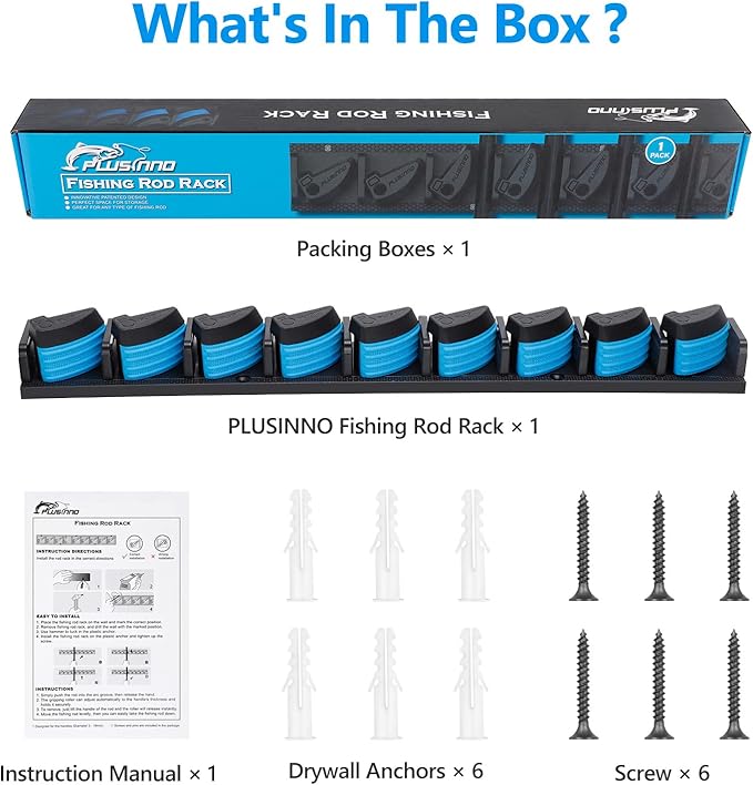 PLUSINNO 釣り竿ホルダー 壁掛け 9本収納可能 釣り竿ラック ガレージ用 釣り道具 男性向けギフト