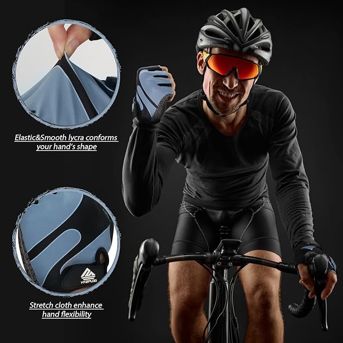 Bike Gloves for Men Women with Anti-Slip Shock-Absorbing Pad, Light Weight Half-Finger Cycling Gloves