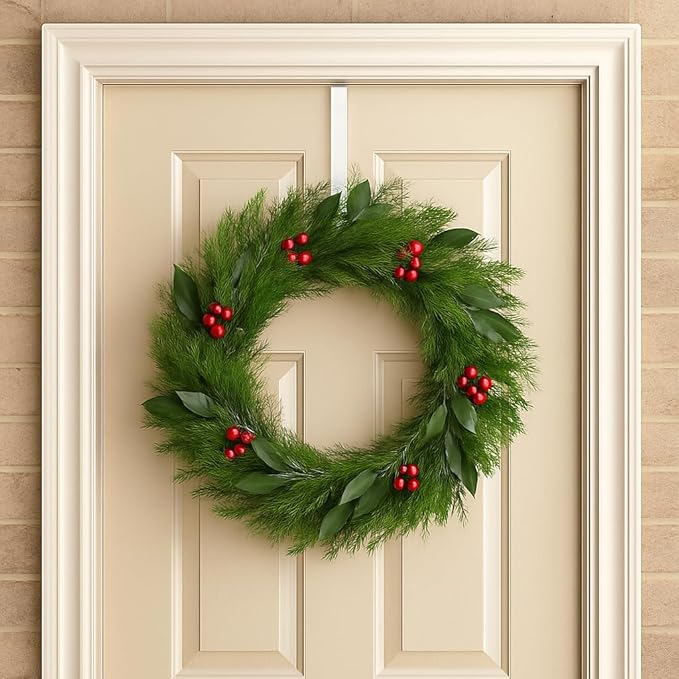 Dependable Industries inc. Essentials Over The Door Hooks – 4 Pack White Plastic Door Hangers for Towels, Clothes, Coats – 4.5" Closet Hooks Fit Up to 1.5" Doors – Bedroom, Bathroom, Dorm, Entryway