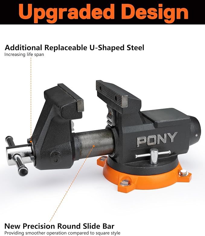 PONY 6 Inch Heavy Duty Bench Vise, 8800LBS Clamping Force Pro Workshop Vise