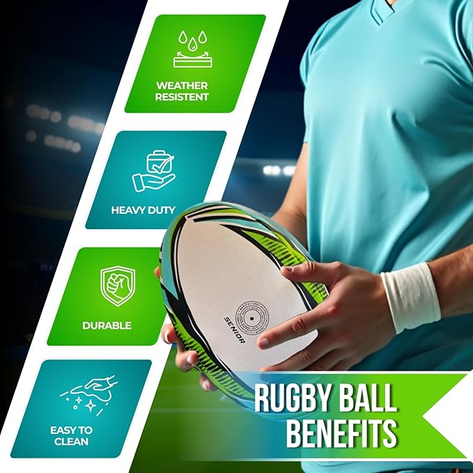 LUCA League Rugby Ball Size 4 & 5 | Hand Stitched, 3-Ply Durable Construction | Super Grip Texture | Training & Match Play Rugby Ball