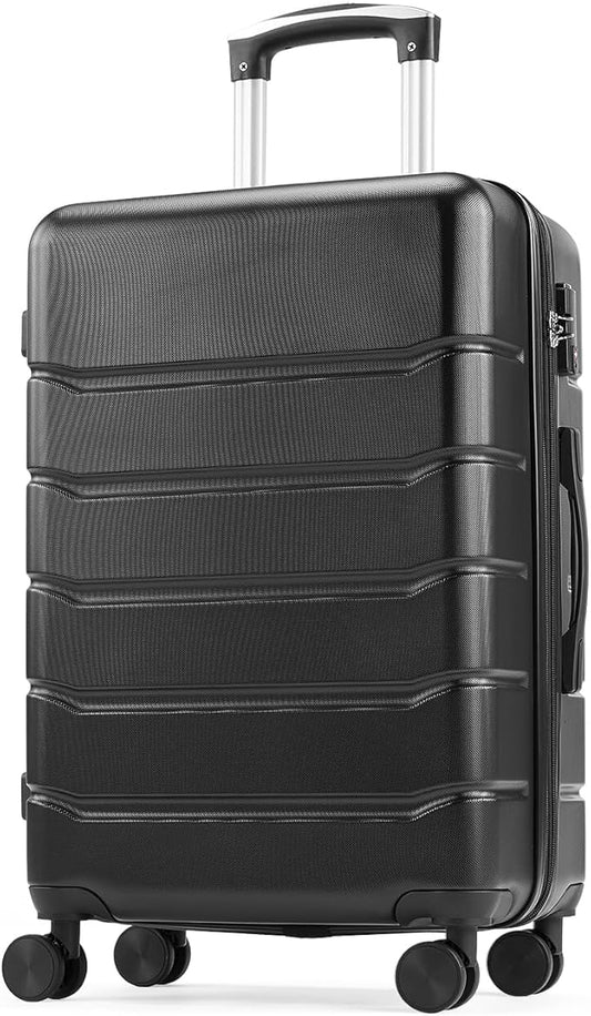 OLIXIS 25 Inch Carry-On Luggage with Spinner Wheels, Travel Suitcase with TSA Approved Lock, for Business & Travel–Black