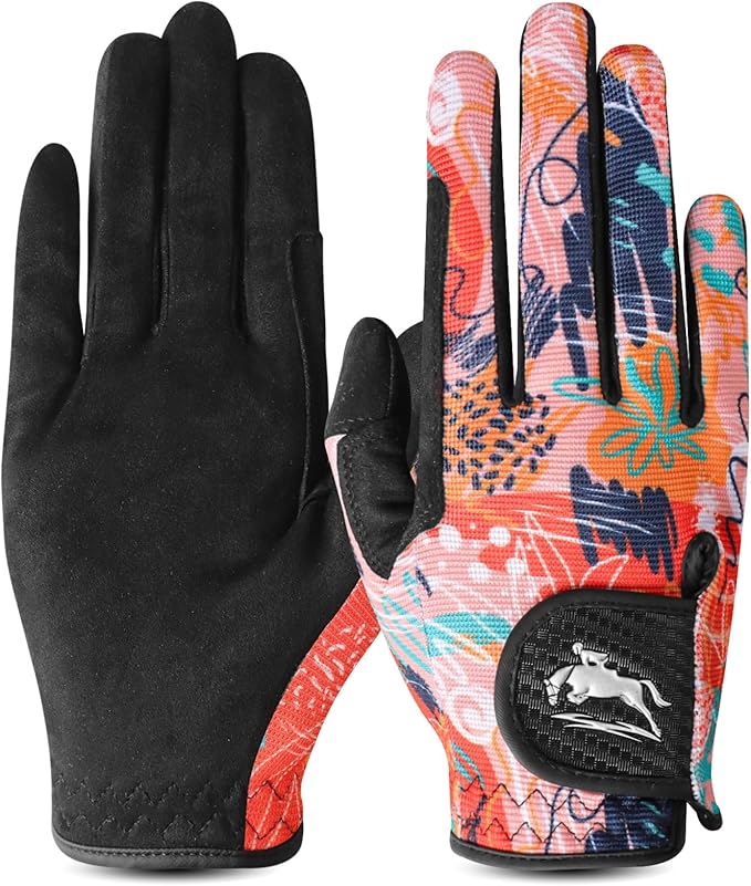 FINGER TEN Horse Riding Gloves Equestrian Women Kids for Girls Boys Mesh Breathable Lightweight Color Pack, Comfortable Grip for Summer