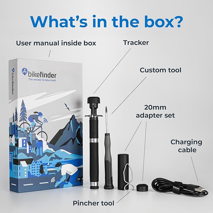 Gen2 - Anti-Theft Bike Tracker with Wi-Fi, GPS, LPWAN and Bluetooth, Hidden and Locked Inside Handlebar, Worldwide Coverage, eSIM Included - Subscription Required