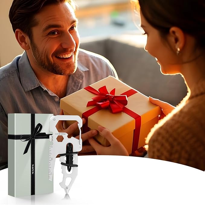 Father's Day Gifts for Dad from Daughter Son, Keychain Multi-tool 15 in 1 Pocket Gadgets Tools Bottle Opener Screwdriver, EDC Tool Key Ring Anniversary Birthday Gifts for Men Him (Dinosaur Skull)