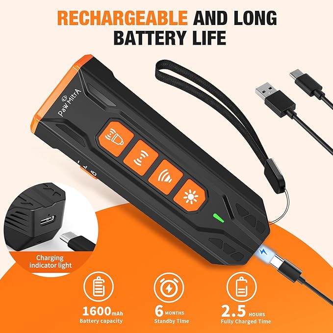 2025 Dog Bark Deterrent Device Rechargeable Ultrasonic Anti-Barking Trainer | 23FT Long-Range No Shock Humane Dog Training Tool, Press Button Instant Control for Indoor & Outdoor Use
