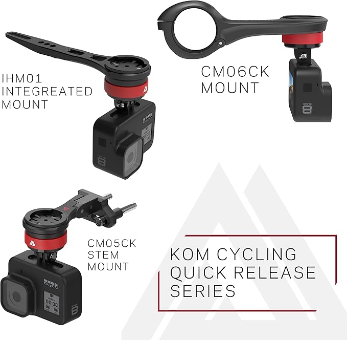 KOM Cycling CM06 Quick Release GoPro Computer Mount for Wahoo and Garmin Bike Computers (Bike Mount Compatible with Edge 1050, Wahoo Ace and Others) 1050 Bike Mount Compatible with GoPro Accessories