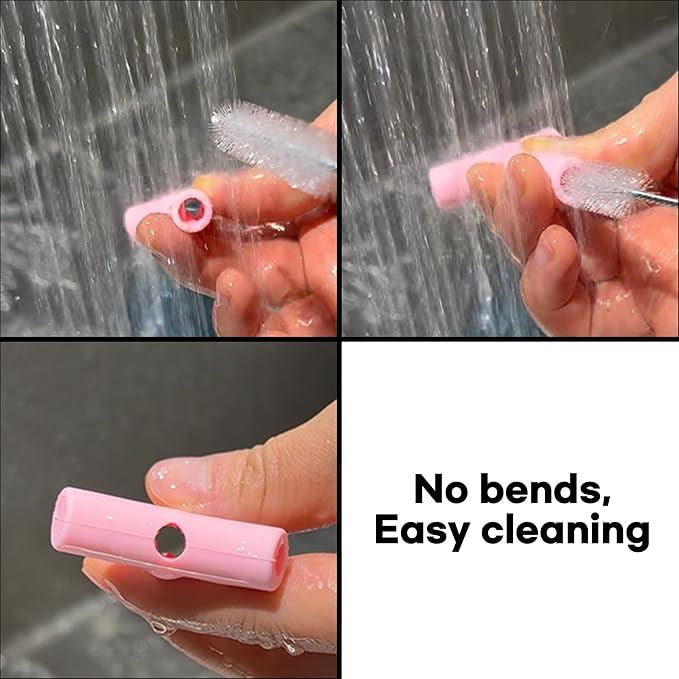 Anti Wrinkle Straw Pink Silicone Cover tips and heart Toppers for Stanley 40 oz & 30 oz Tumblers - Metal Straws Reusable Wrinkle Free Extra Long 2-Pack with Cleaning Brush