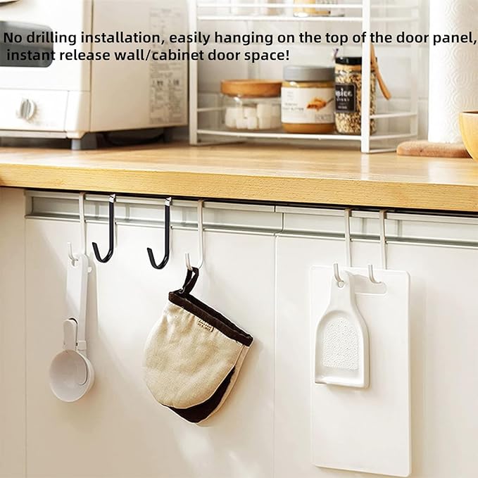 Over The Door Hooks, Door Hangers Hooks,Extra Long 5" Rustproof Organizer Hook with Soft Rubber Padding, No-Scratch Design for Towels, Robes, Coats, Bags (12 Pack Black)
