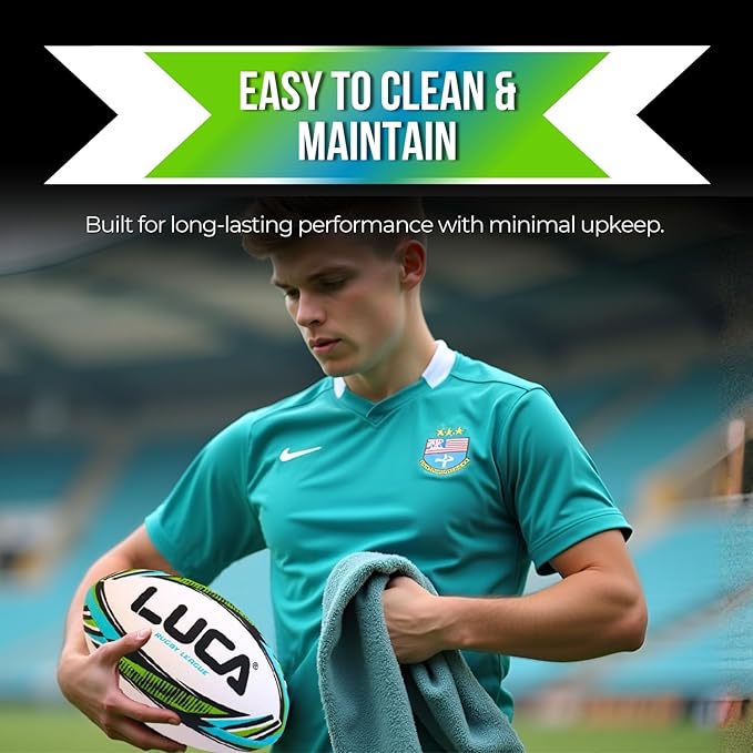 LUCA League Rugby Ball Size 4 & 5 | Hand Stitched, 3-Ply Durable Construction | Super Grip Texture | Training & Match Play Rugby Ball