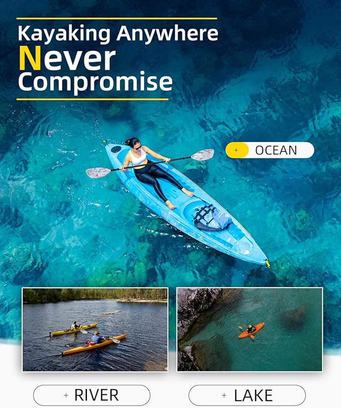 OCEANBROAD カヤックパドル 86インチ/218cm、90.5インチ/230cm アルミ合金シャフト 2ピースフロータブルカヤックオール カヤック、カヌー、ボート用