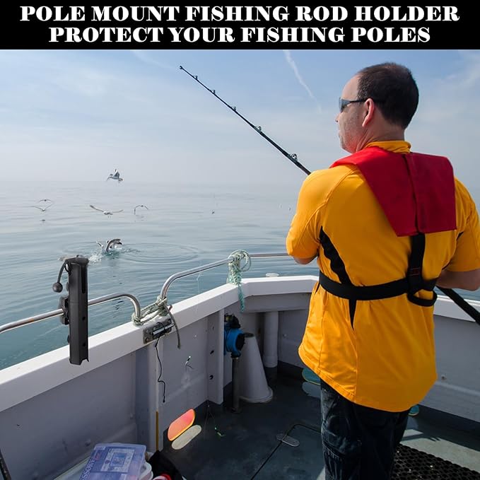 Pole Mount Fishing Rod Holders for Bike Rack Rotatable Fishing Chair Pole Holders with Clamp for Boat Bicycle Motorcycle Kayak Cart