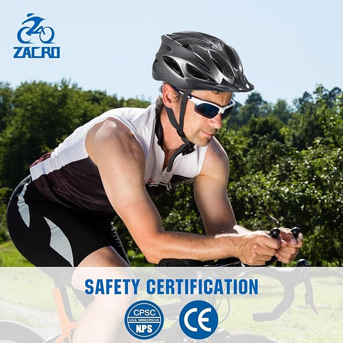 Zacro Adult Bike Helmet, Lightweight Bicycle Helmet with Removable Pads and Visor, CPSC Certified Safety Helmet for Men Women, Mountain Road Cycling Helmet for Adult