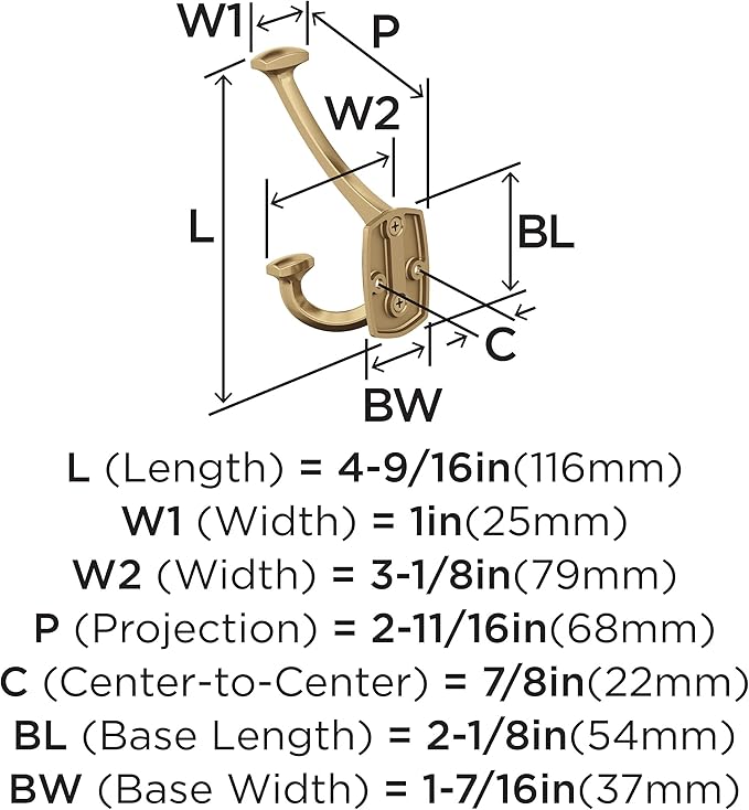 Amerock H37004CZ | Vicinity Triple Prong Decorative Wall Hook | Champagne Bronze Hook for Coats, Hats, Backpacks, Bags | Hooks for Bathroom, Bedroom, Closet, Entryway, Laundry Room, Office