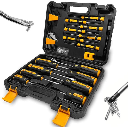 53-piece Magnetic Screwdrivers Set with Case,Phillips, Hex, Pozidriv,Torx and Precision Screwdriver Set, Magnetizer Demagnetizer Tools, Replaceable Screwdriver Bits With Sturdy tool box
