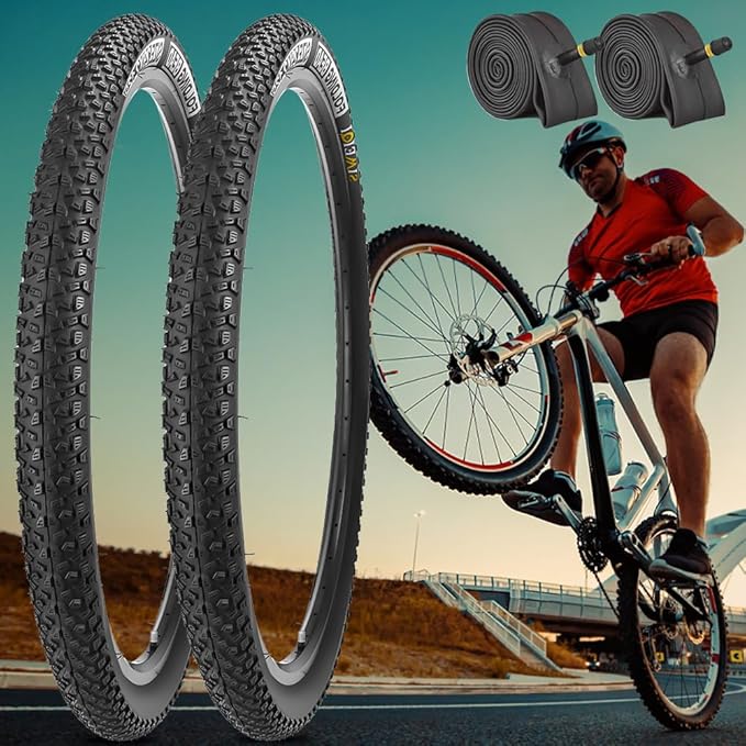 2 Pack 26x2.1 / 29x2.125 Bike Tires 3mm Anti-Puncture Layer with or Without 26x1.75/2,125 Inner Tubes for Mountain Trail City Bicycle Folading Replacement Tyres