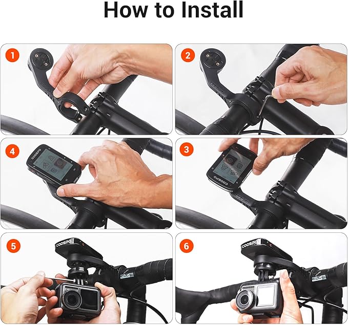 CooSpo Bike Computer Out Front Mount MT5S, Compatible with Garmin and GoPro, Bike Computer Mount Adapter for Handlebar 25.4mm/31.8mm