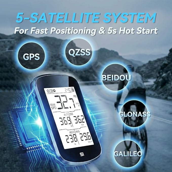 S1 Entry Level GPS Bike Computer Wireless, Laminated 2.8" Screen, Ultra Thin and Lightweight Bike Speedometer, IPX7 Waterproof