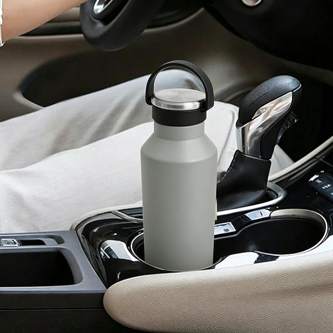 TYESO Stainless Steel Vacuum Insulated Water Bottle, Insulated Water Bottle with Soft Silicone Carry Handle (GRAY, 25 OZ)