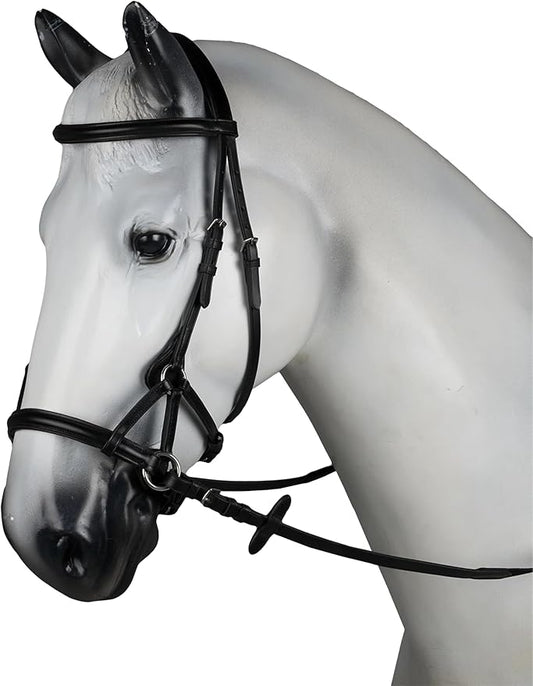 HORZE Denver Soft Leather English Side Pull Bitless Bridle for Horses | Web Reins Included