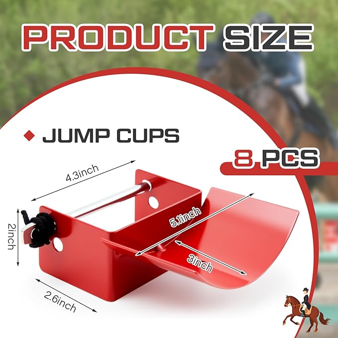 Abbylike 4 Pairs (8 Pieces) Jump Cups Metal Horse Jump Cups with Pin Fits Standards Uprights, Lightweight Durable for Hobby Horse Jumper Equestrian Activities