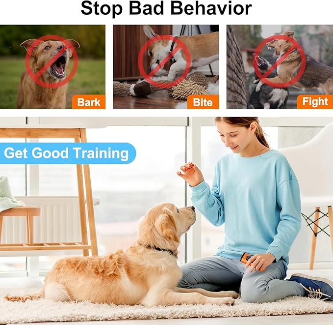 SEDULAN Dog Bark Deterrent Devices Anti Barking Device for Dogs Ultrasonic Bark Stopper Portable Dog Training Tool Indoor Outdoor Up to 50ft Correct Bad Behavior of Own or Neighbor's Dog (Orange)