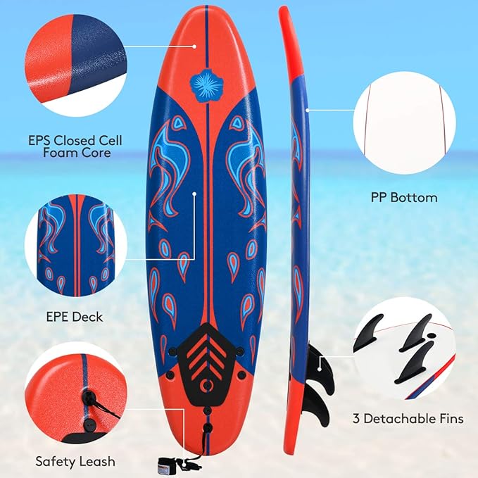 GiantexHawaiiSurfboard-Red