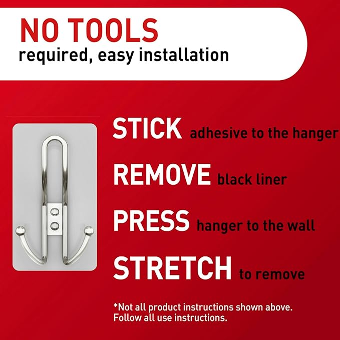Command X-Large Satin Nickel Triple Hook, 2 Hooks, 6 Strips, Damage-Free Hanging with Adhesive Strips, No Tools Wall Hook for Hanging Decorations in Living Spaces