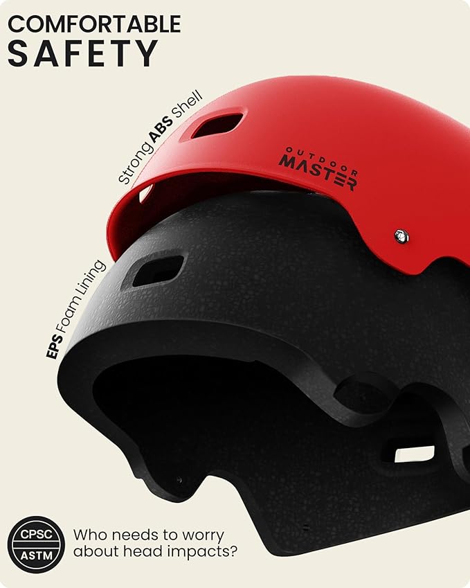 OutdoorMaster スケートボード サイクリング ヘルメット - 取り外し可能なインナー2枚 通気性 多用途 スポーツ スクーター ローラースケート インラインスケート ローラーブレード 子供 ユース 大人用