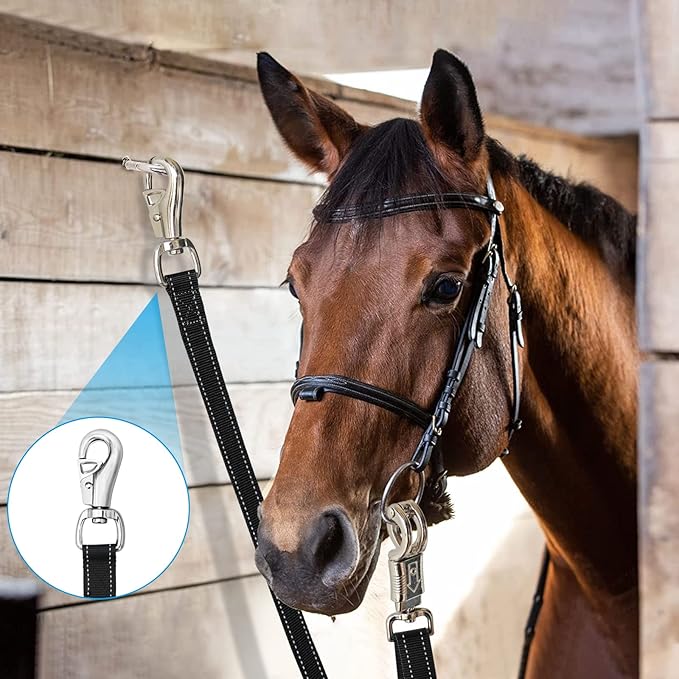 Cross Ties for Horse,Heavy Duty Nylon Trailer Tie with Strong Panic Snap and Bull Snap,Adjustable Length from 45.2" to 78.7",Professional Horse Supplies