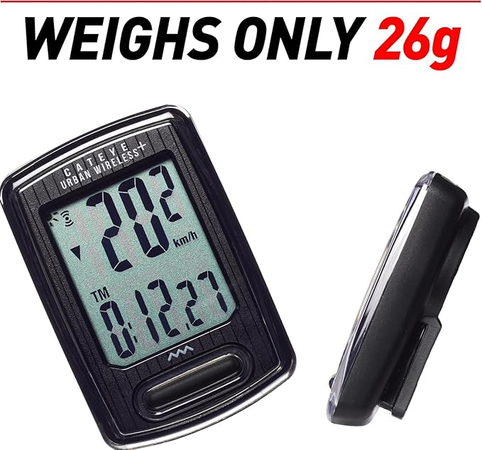 CATEYE Urban Wireless+ Bike Computer – Wireless Speedometer with Backlight, Calorie Tracking, FlexTight™ Mount, Auto Start/Stop, 1 Year Battery Life, for Road, MTB, Gravel Cycling