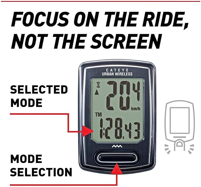 CATEYE Urban Wireless Bike Computer – Analog Speedometer & Odometer with Calorie Tracking, FlexTight™ Mount, Auto Start/Stop, Programmable Odometer & Easy Setup for All Bikes (OF-100)