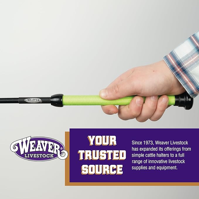 Weaver Livestock Basic Pig Show Whip, Hog Livestock Whip with Braided Nylon Handle, Leather Popper, Lightweight Braided Shaft