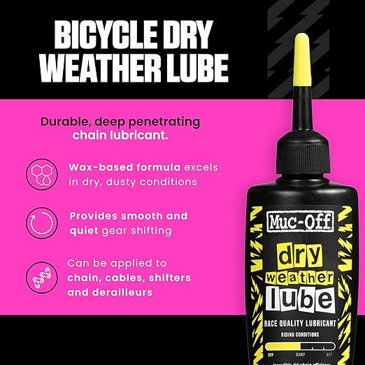 Muc-Off Bio Dry Bike Chain Lube 50ml Wax-Based Formula for Smooth Gear Shifts | Creates Protective Layer and Reduces Friction | Pipette System for Easy Application