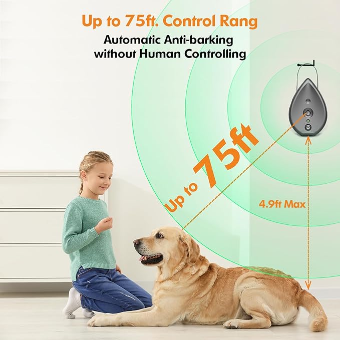 Anti Barking Device for Dogs, Rechargeable Bark Box Ultrasonic Barking Deterrent with 3 Modes/Irregular Ultrasound Frequency/Automatically Electronic Dog Whistle Stop Neighbors Dog from Barking(Grey)