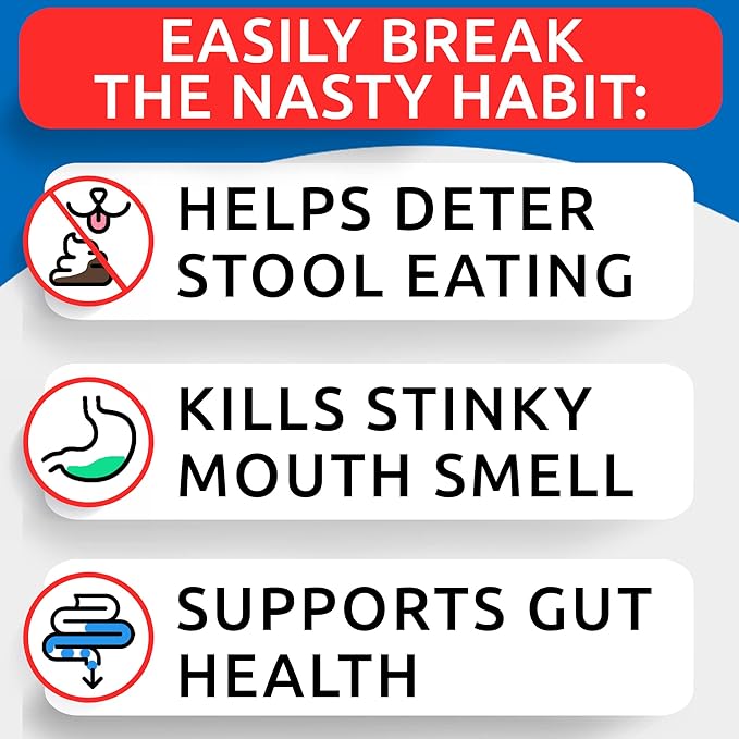 BARK&SPARK NO Poo Treats - Prevent Dog Poop Eating - Coprophagia Treatment - Stool Eating Deterrent - Probiotics & Enzymes - Digestive Health + Breath Aid - Made in USA - (120 Ct - Chicken)