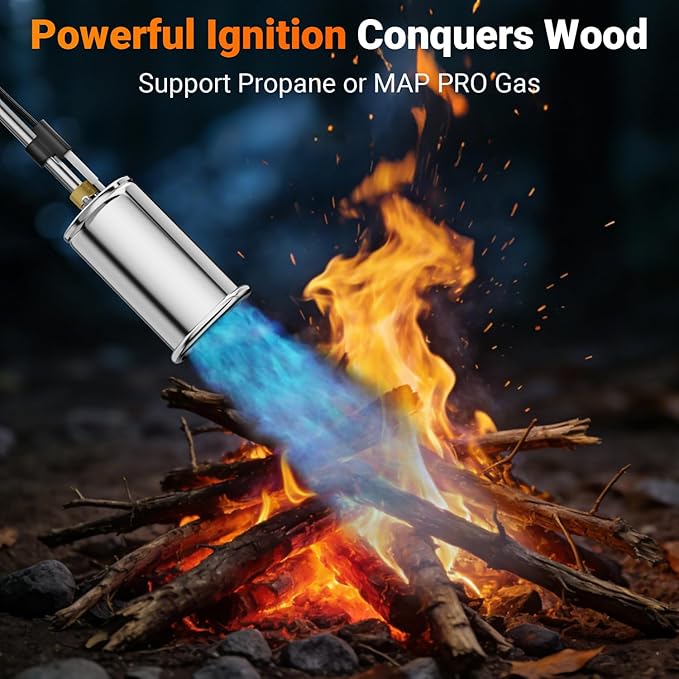 Sondiko Propane Torch Weed Burner, High Output Weed Torch Flamethrower, 30" Detachable Long Arm Heavy Duty Blow Torch For Garden, Wood, Ice, Snow, Melting(PROPANE TANK NOT INCLUDED)