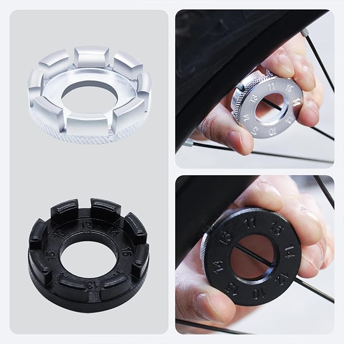 9Pcs Bike Spoke Wrench Tool Kit Bicycle Tire Levers Rim Truing Repair Tools Set Spoke Wrench with Rubber Handle, Bike Repair Tool Kit Bike Wheel Rim Correct Spoke Adjustment Repair Kit for Bicycles