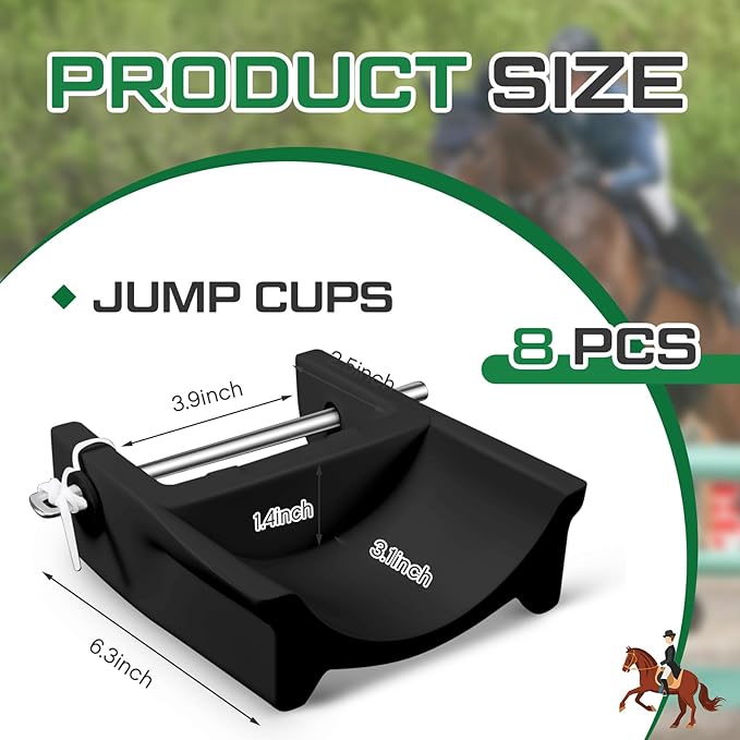 Abbylike 4 Pairs (8 Pieces) Jump Cups Plastic Horse Jump Cups with Pin Fits Standards Uprights Lightweight Durable for Hobby Horse Jumper Equestrian Activities