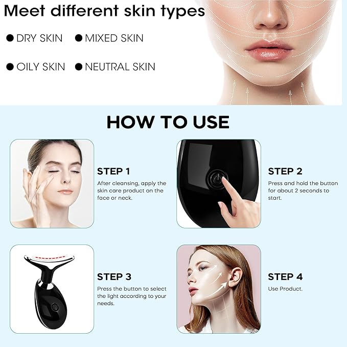 Facial Massager, Portable Face Neck Massager Wand for Skin Care (Black)