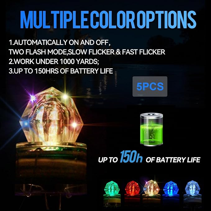 水中LED釣りルアー、LED発光ベイトフラッシャー、深海釣りルアー、魚眼誘引ライトベイトランプ5個セット