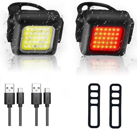 Bike Lights Set [3+3 Modes], Rechargeable Bicycle Light Set Ultra Bright, IPX5 Waterproof Bike Lights for Night Riding, Bike Headlight and Tail Light Reflectors