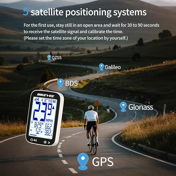 GPS Bike Computer Wireless Cycling Computer with Auto Backlight, Bicycle Speedometer Odometer, Waterproof GPS Speed Tracker for Road Mountain Bikes