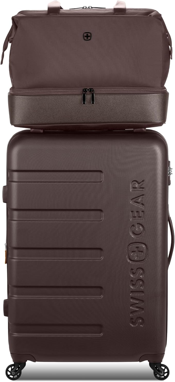 SwissGear 7366 シグネチャー ハードサイド 拡張可能ラゲージ スピナーホイールとTSAロック付き、ウィークエンダー トート、チョコレート、2点セット (ウィークエンダー/27)