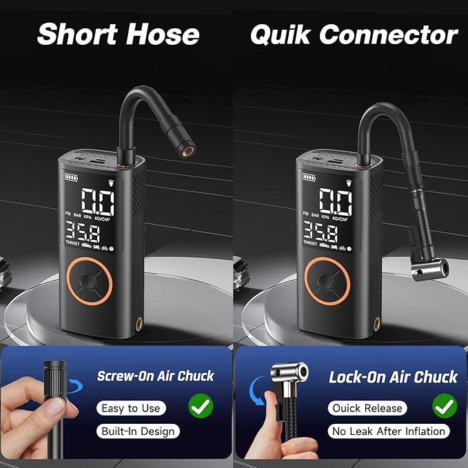 OlarHike Tire Inflator Portable Air Compressor, Smart Single Hose System, Digital Pressure Gauge Auto Air Pump for Car, Motorcycles, Electric Bike and Bicycle with LED Light
