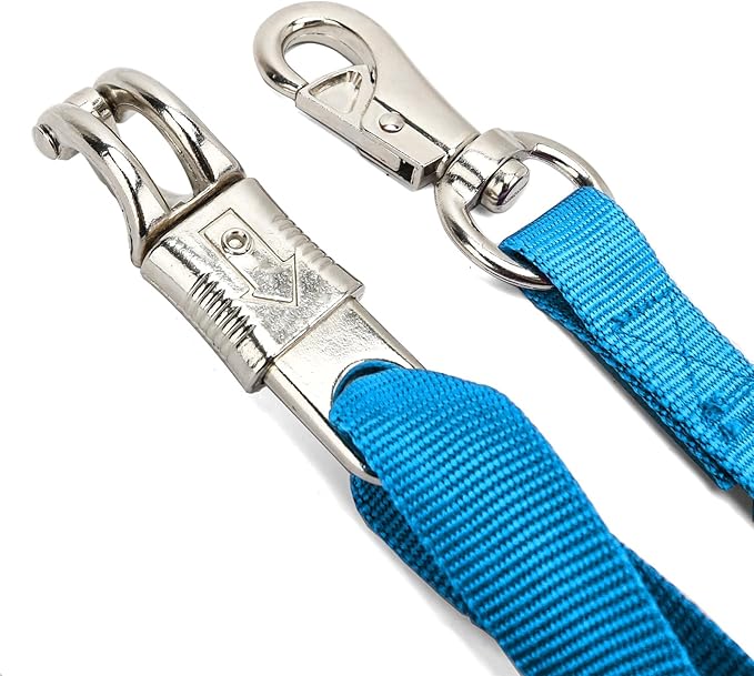 2PCS Cross Ties,Heavy Duty Adjustable Nylon Cross Ties for Horse Horse Trailer Tie with Panic Snap and Bull Snap,Adjustable Length from 44.5-78.5 Inch,Blue